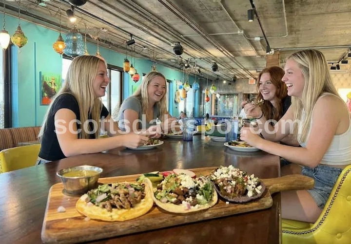 barrio queen scottsdale regional mexican food day of dead decor tequila mezcal collection old town girls eating