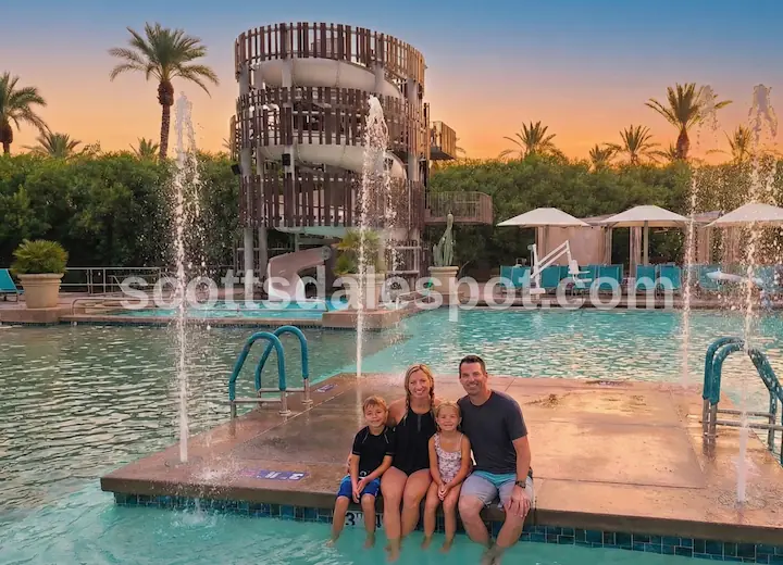 Hyatt Regency Scottsdale H2Oasis water playground family resort with waterslides and sandy beach pool