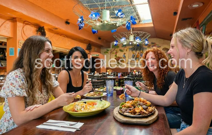 los olivos mexican patio scottsdale girls eating authentic sonoran cheese crisp since 1946
