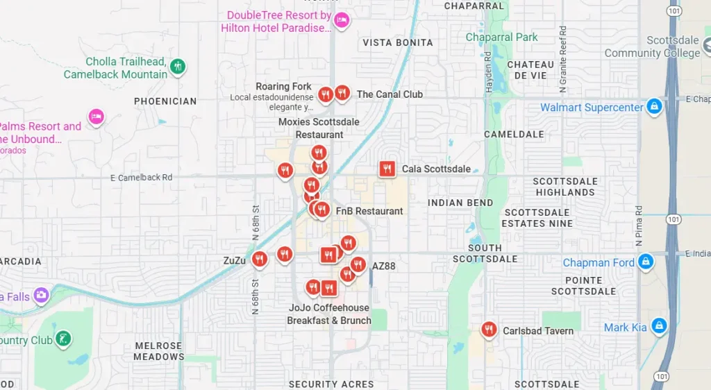 old town scottsdale restaurants map