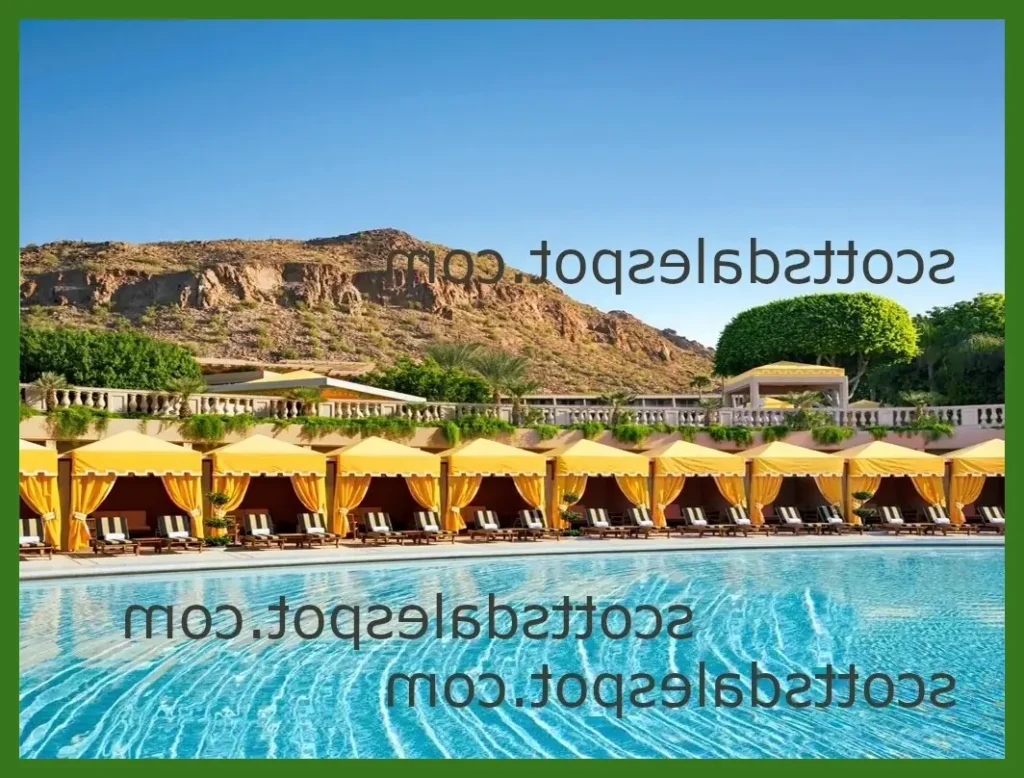 The Phoenician resort seven pools with Camelback Mountain views