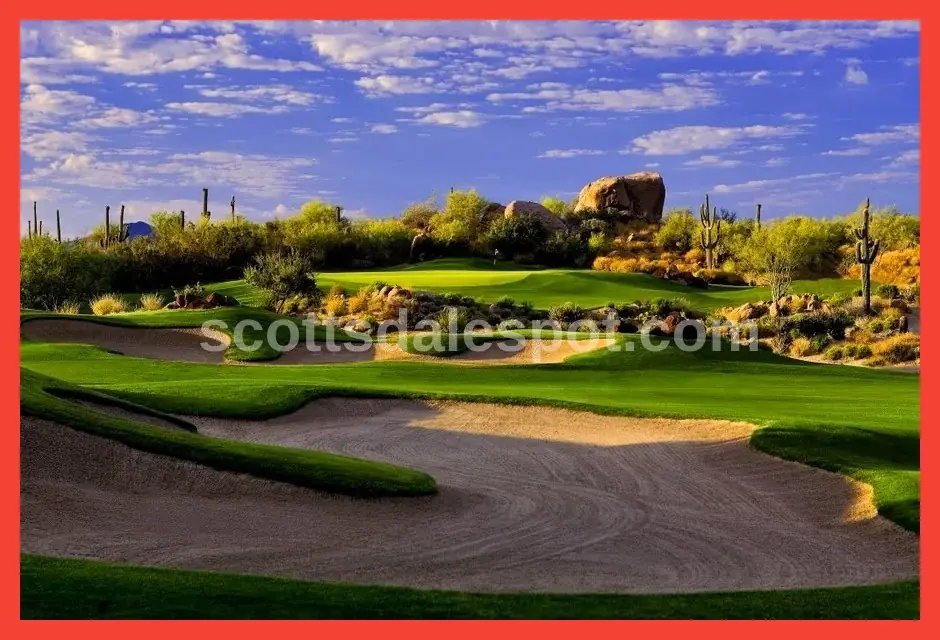 Troon North Monument Course with saguaro cacti and Pinnacle Peak views