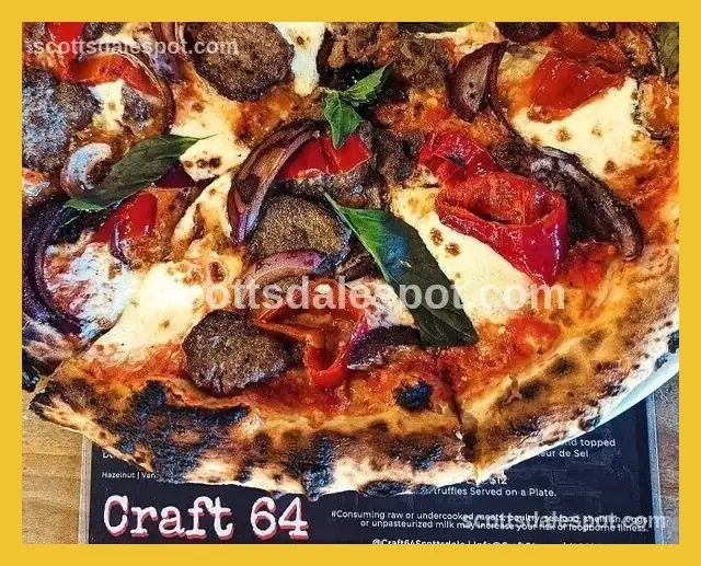 Craft 64 Smokehouse pizza with craft beer in historic Old Town Scottsdale adobe building