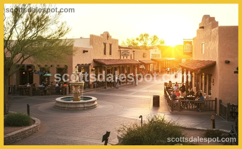 Best Old Town Scottsdale Guide showing historic downtown district with art galleries restaurants hotels and desert mountain backdrop