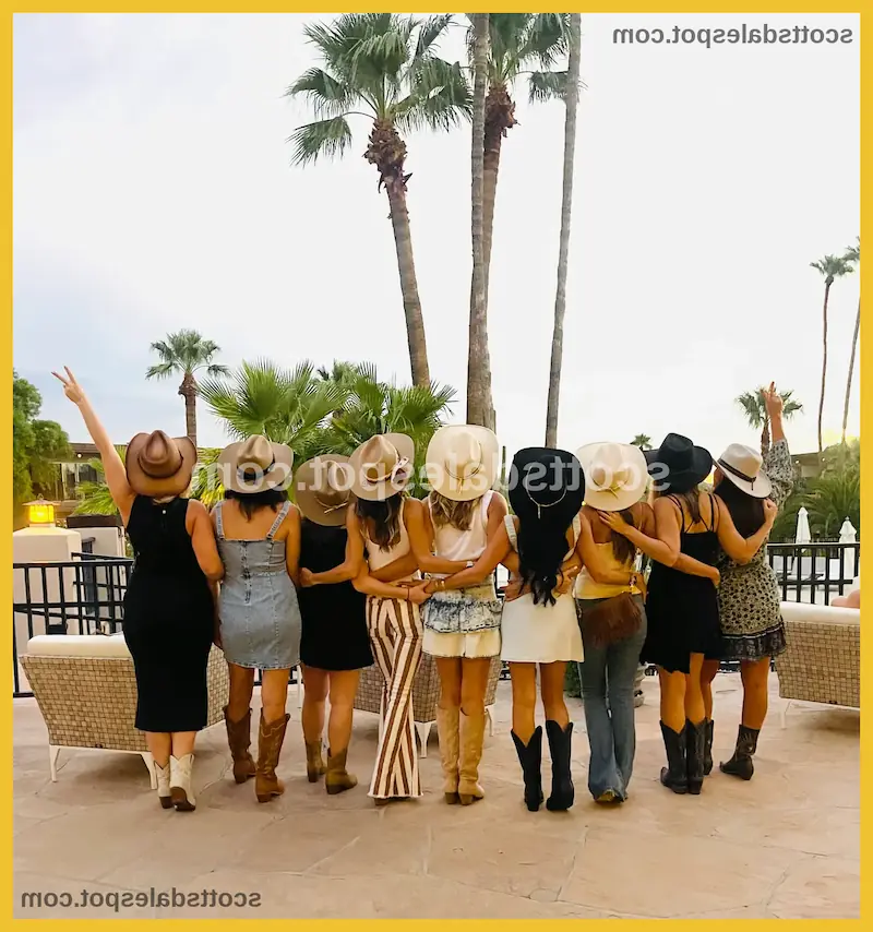 scottsdale bachelorette party disco cowgirl theme custom cowboy hats