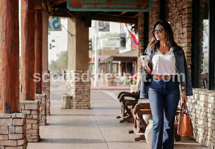 Old Town Scottsdale aerial view entertainment district 15 minutes from Phoenix Sky Harbor PHX