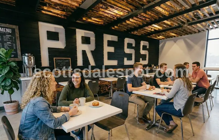 press coffee scottsdale quarter location laptop remote work specialty espresso