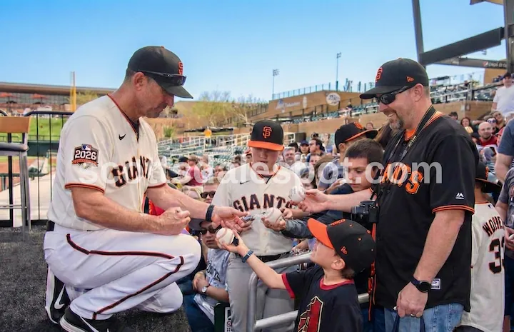 Scottsdale Stadium San Francisco Giants spring training home Old Town Arizona fans smiling