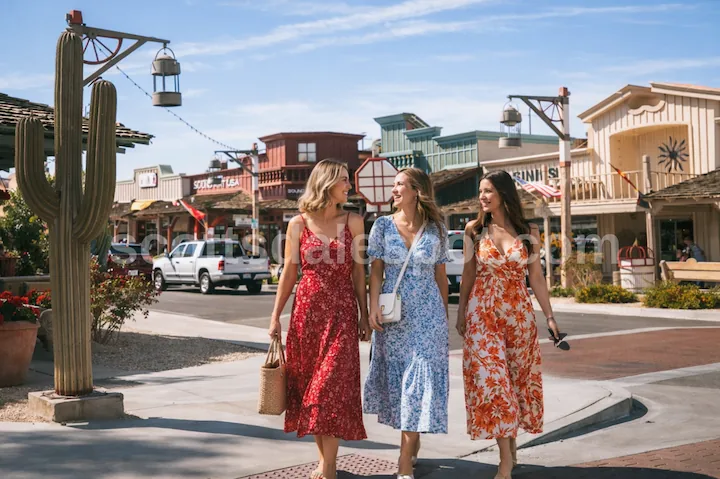 old town scottsdale restaurants and shops walkable area for tourists at night girls 