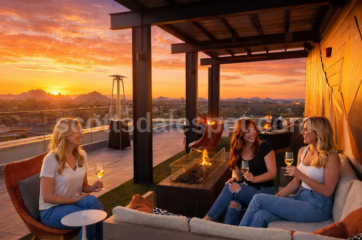 outrider rooftop lounge scottsdale canopy hilton seventh floor camelback mountain views cocktails