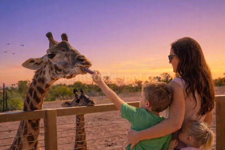 Phoenix Zoo giraffe feeding family activity near Scottsdale kids wildlife experience Arizona