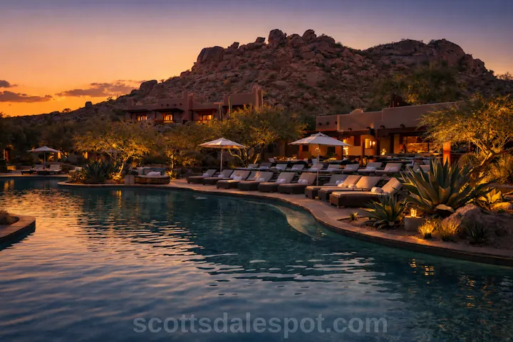 Scottsdale Arizona luxury resort pool with Sonoran Desert mountain views