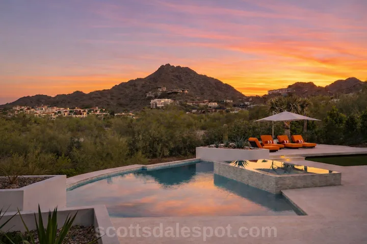 scottsdale arizona sunset private pool luxury desert resort