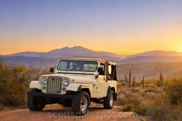 Wild West Jeep Tours vintage jeep on Great Western Trail Scottsdale Arizona