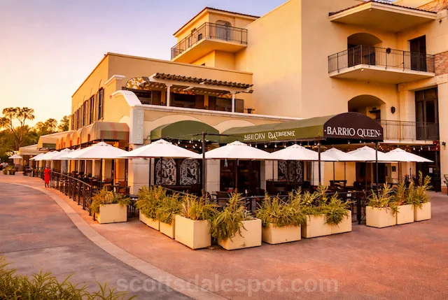 barrio queen scottsdale waterfront mexican restaurant patio margaritas canal arizona tacos