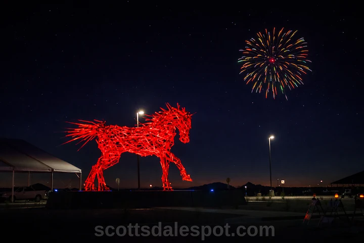 WestWorld Scottsdale 4th of July Celebration with fireworks over McDowell Mountains