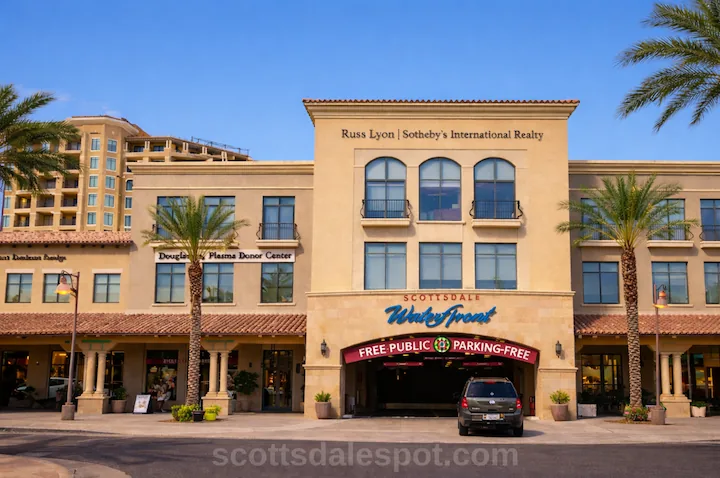 Canal Convergence Free parking garage near Scottsdale AZ Waterfront Old Town