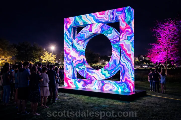 Interactive light art installation at Canal Convergence Scottsdale AZ Waterfront