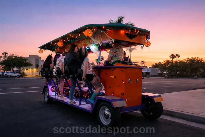 Scottsdale Halloween pub bar crawl costumes in Old Town on Halloween night