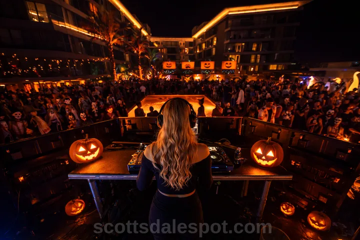 W Scottsdale Black Pearl Halloween party with pirate-themed decor AZ